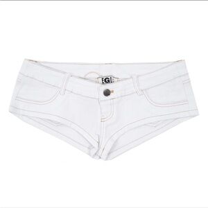 MATTE BRAND MICRO MINI SHORTS (WHITE DENIM)